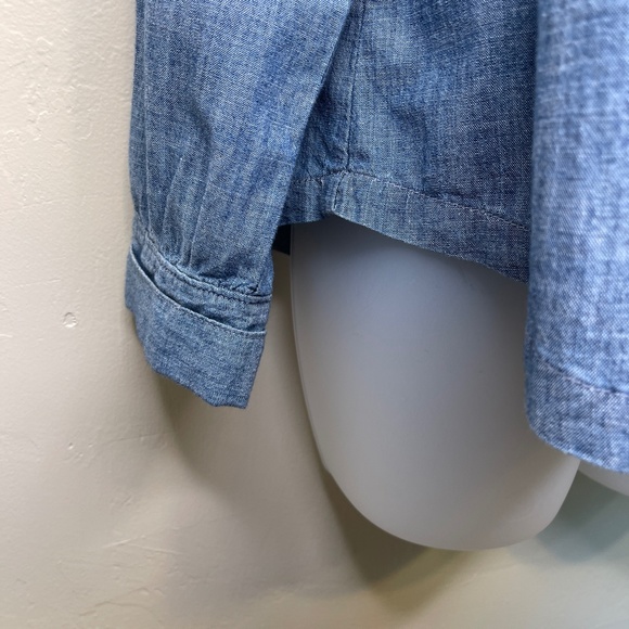 Madewell | Chambray Long Sleeve Ruffled Yoke Bib Cottage Core Prairie Blouse - Picture 9 of 15